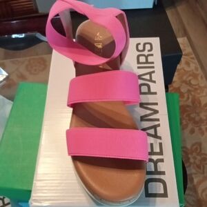 Dream Pairs Bright Pink Elastic Strap Open-Toe Sandals